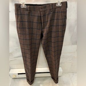 J.Crew Brown and Navy windowpane trousers